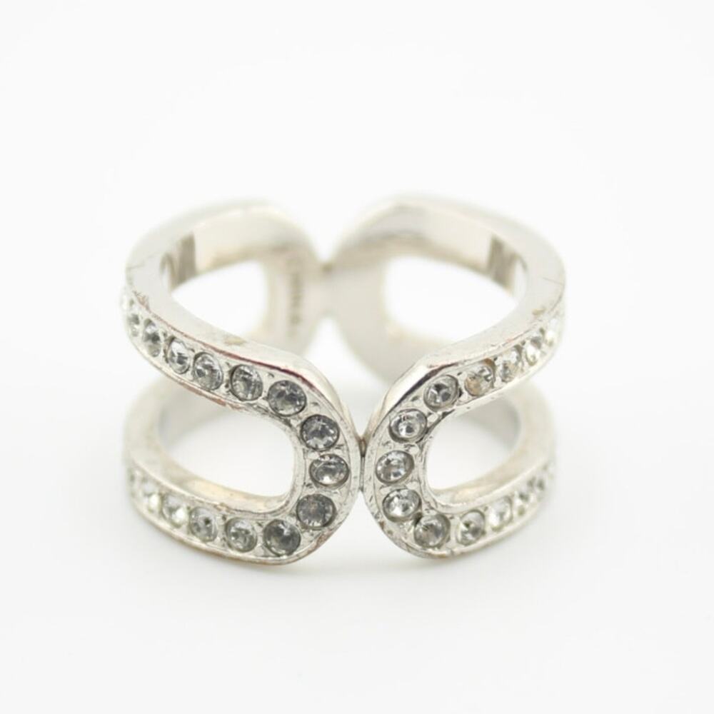 Coach Silver Tone Rhinestone Ring Size 8.25